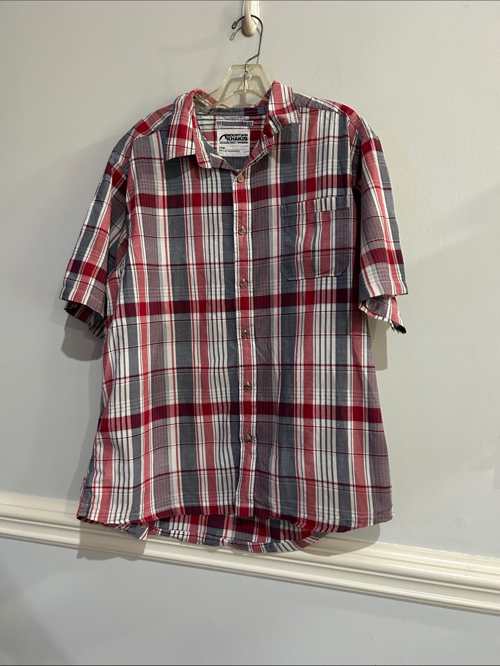 Mountain Khakis Red and Gray Plaid Short-Sleeve Button-Down
